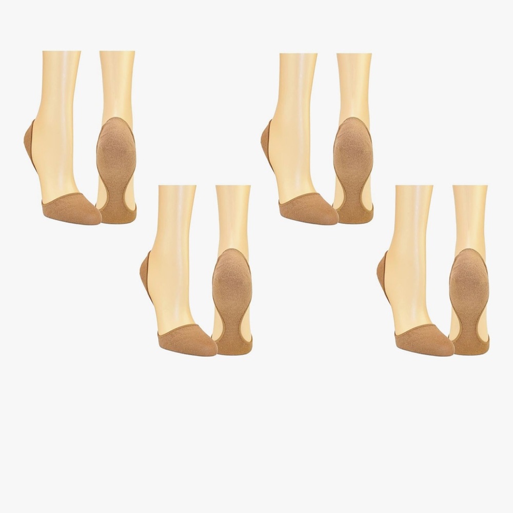 4 pack Everything Legwear InvisaSock No Show Liner Socks - Mocha- No Show